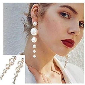 Long pearl earrings